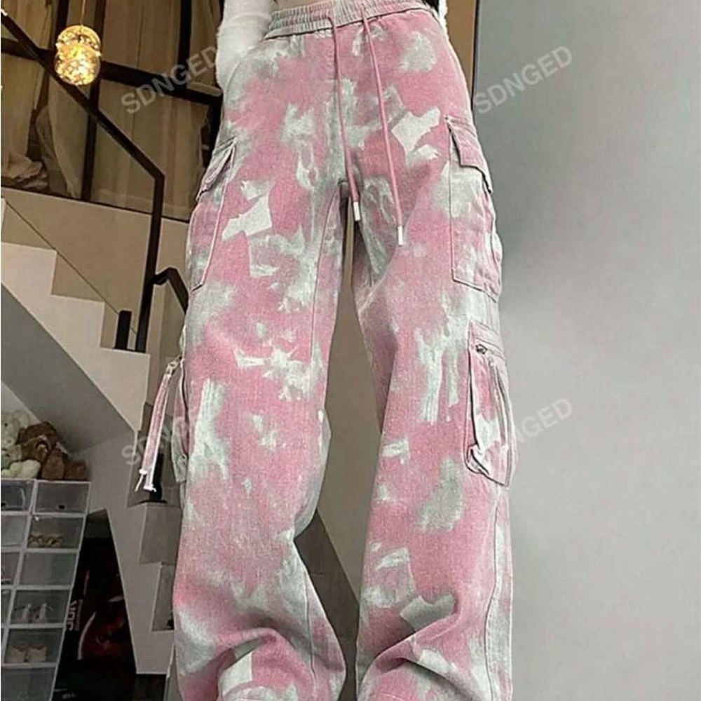 Pink and White Cargo Pants